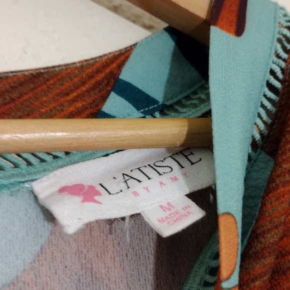 L'ATISTE Teal and Orange Floral Romper - Picture 4 of 5